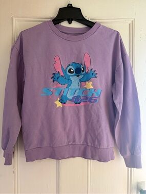 Disney Lavender Sweatshirt with Blue Stitch Graphic